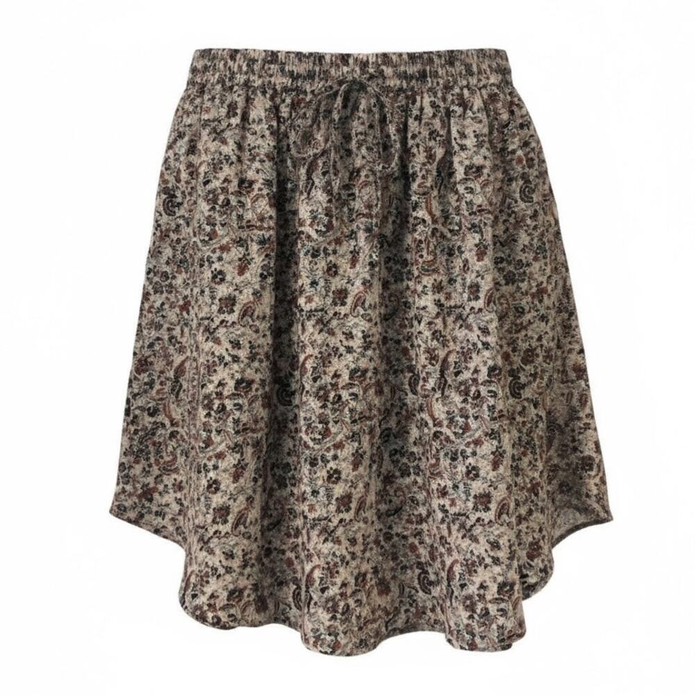 NWT Club Monaco Lyndon Coquette Silk Skirt US 6 Russet Brown Rouge Paisley